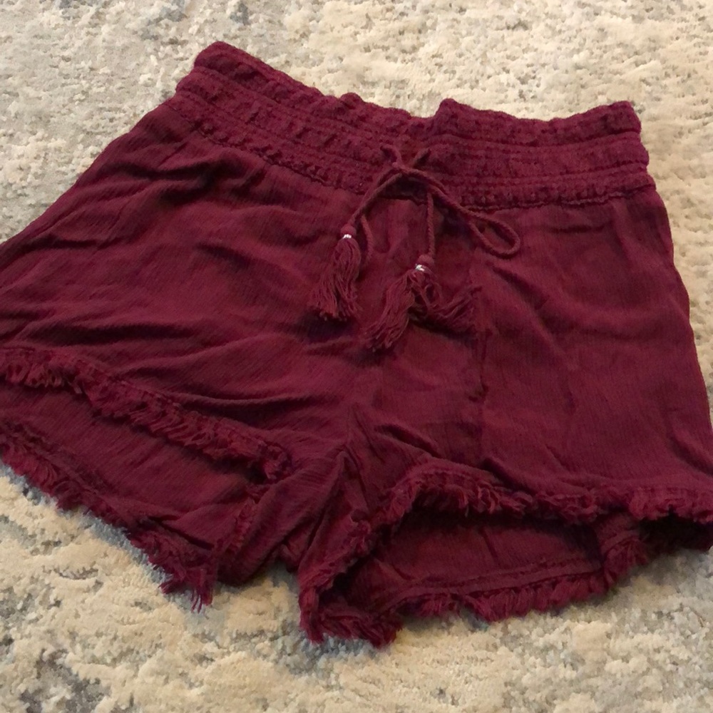 Rayon burgundy shorts